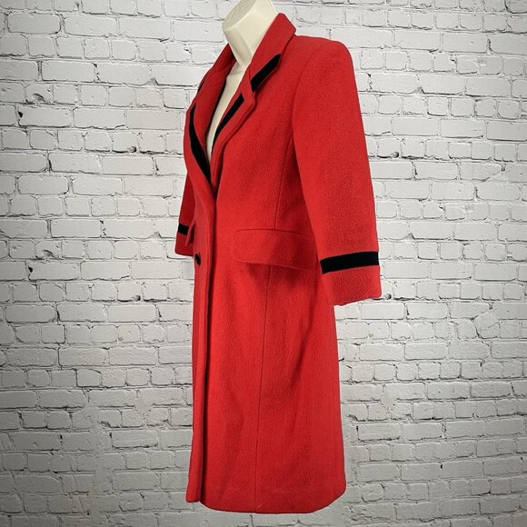 VTG Rothschild Red Wool Buttoned Collared Lined Peacoat USA Made Girls Size 7 - Picture 12 of 15